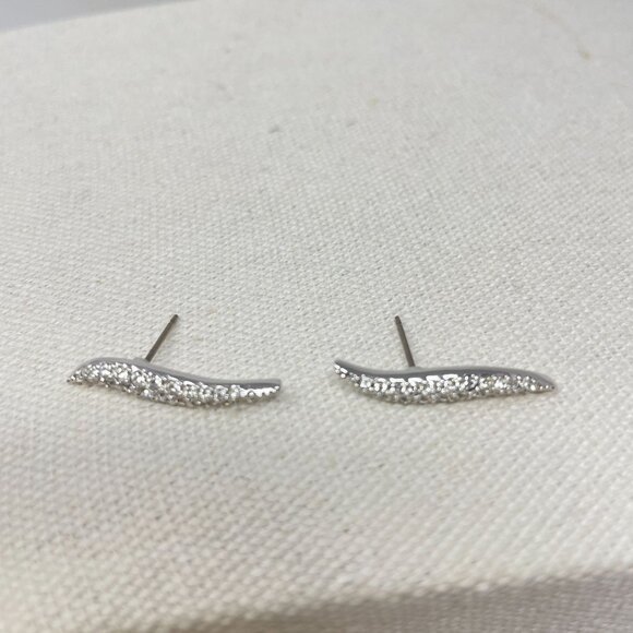 Swarovski‎ Signed S-Curve Earrings Pave Crystal 80s Vintage Silver-Tone Classic - Picture 2 of 9